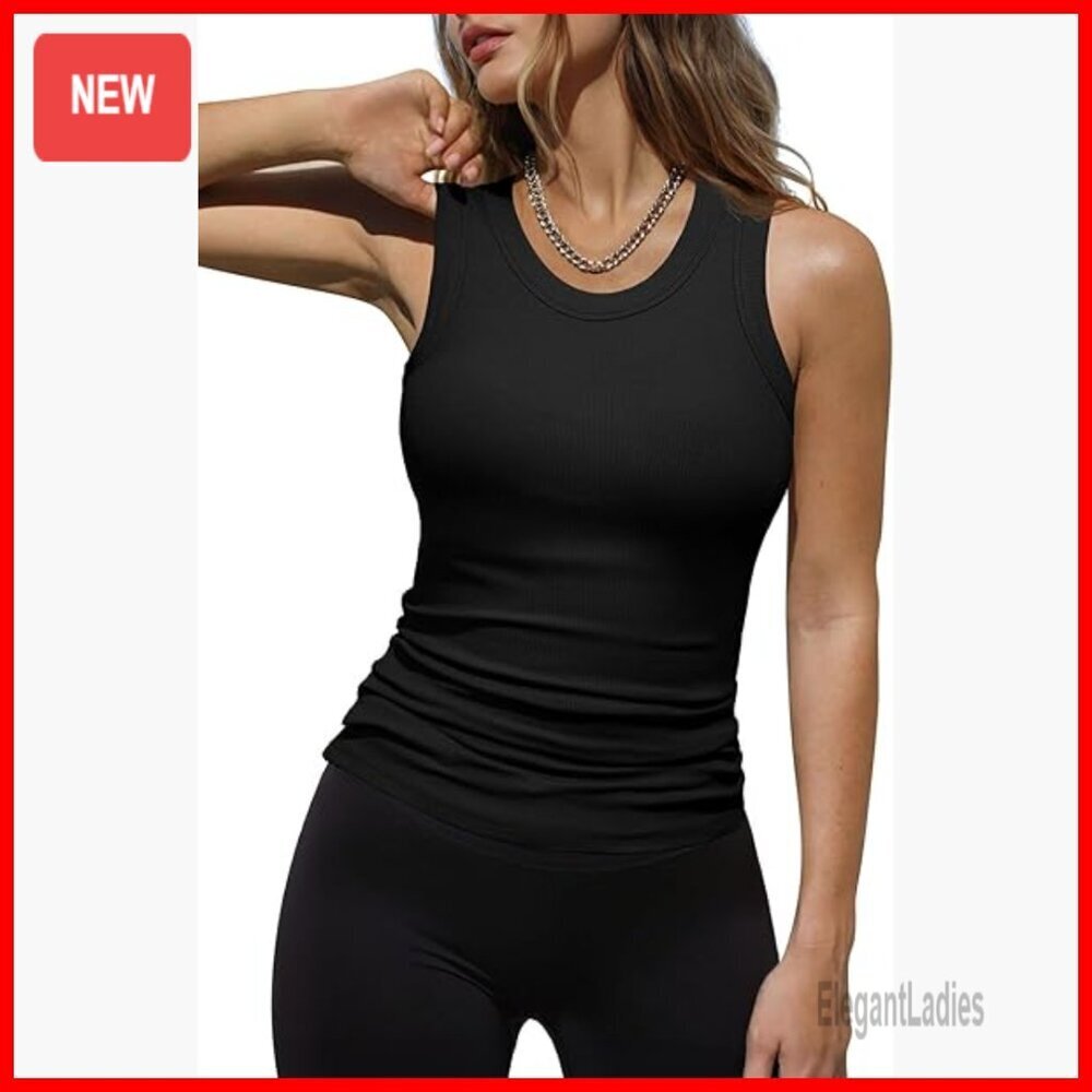 Ribbed Racerback Tank Top Slim Fitted Workout Casual Wear